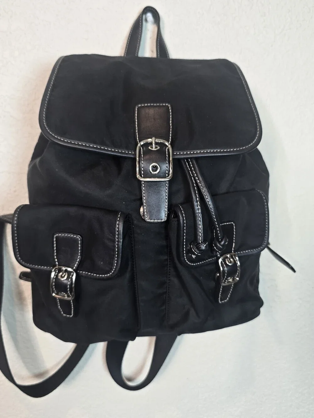 Vintage COACH Black Nylon Leather Trim Backpack Bag 4290